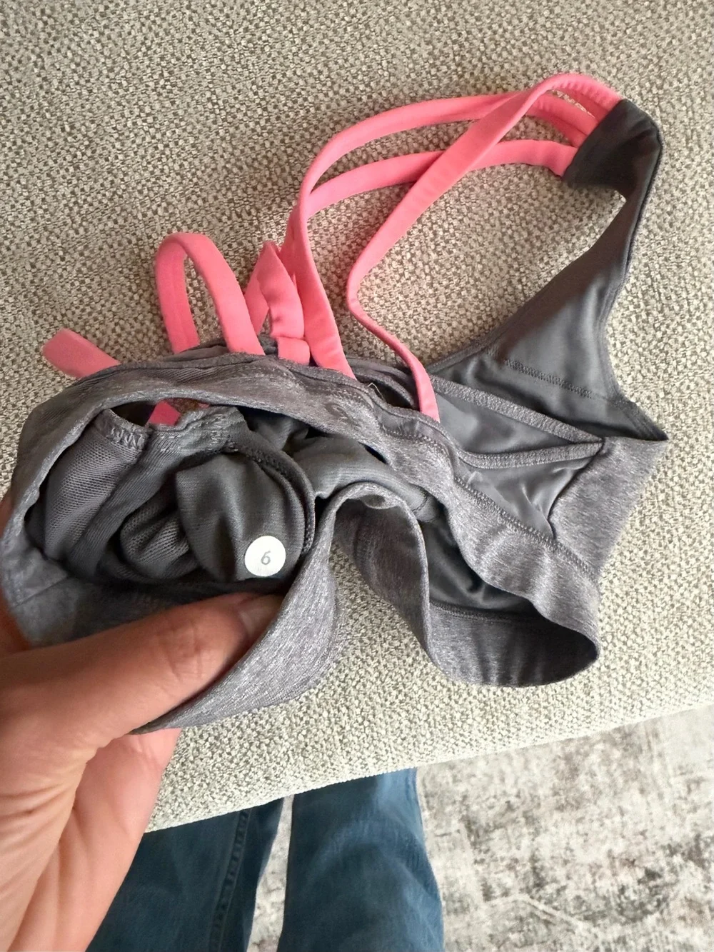 Women's Gray & Pink Strappy Sports Bra - lululemon